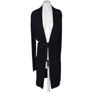 Aritzia Wilfred Torcy Long Belted Knit Nylon Cardigan Duster Size Small Black